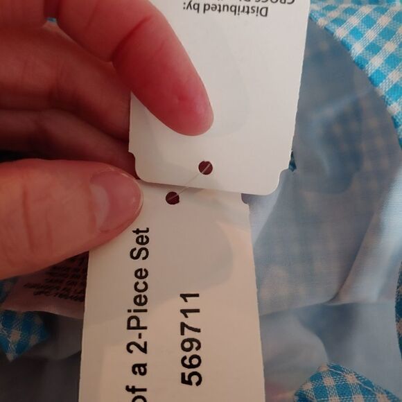 NWT Aqua blue gingham sundress w/ eyelet flounce & embroidered flowers 18m - Picture 9 of 9